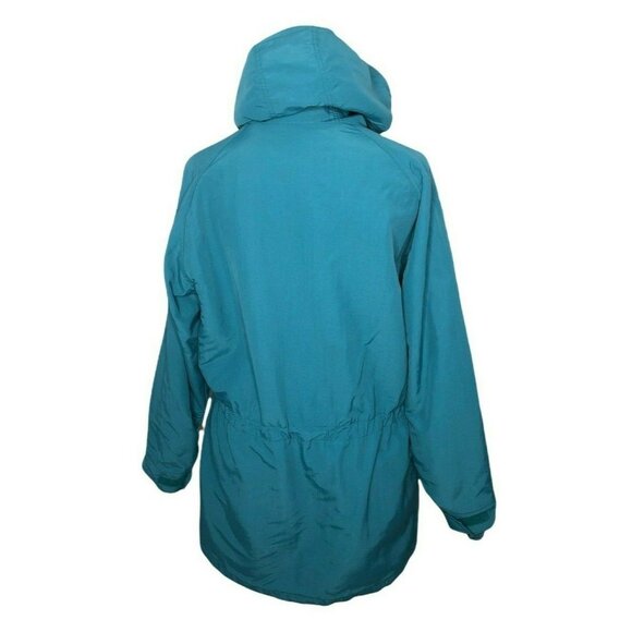Lands End Coat Womens M Teal Hooded Parka Nylon Polyester Winter Jacket - Picture 2 of 11